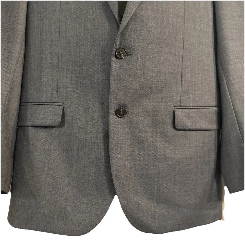 Jos A Bank Traveler Blazer Mens 44R 100% Wool‎ Slim Fit Travel Blue Woven Jacket